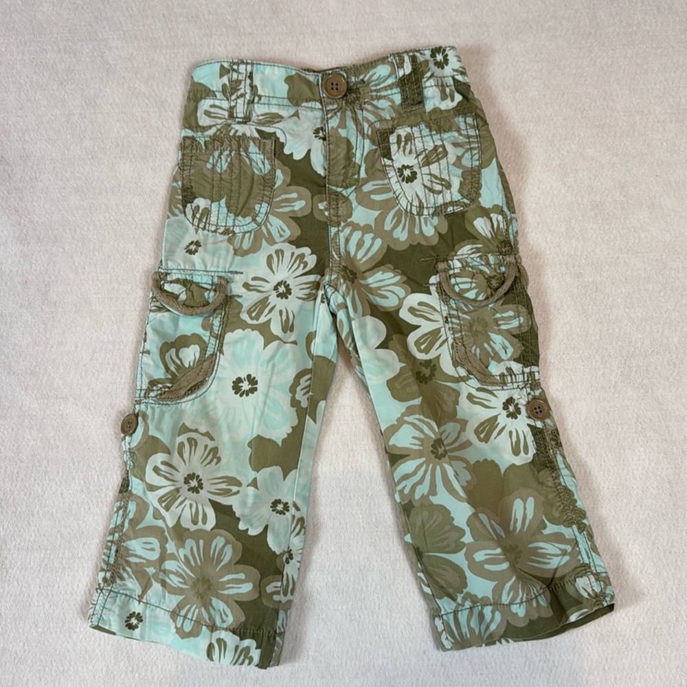 Old Navy Floral Button Up Cargo Pants, Size 18-24M
